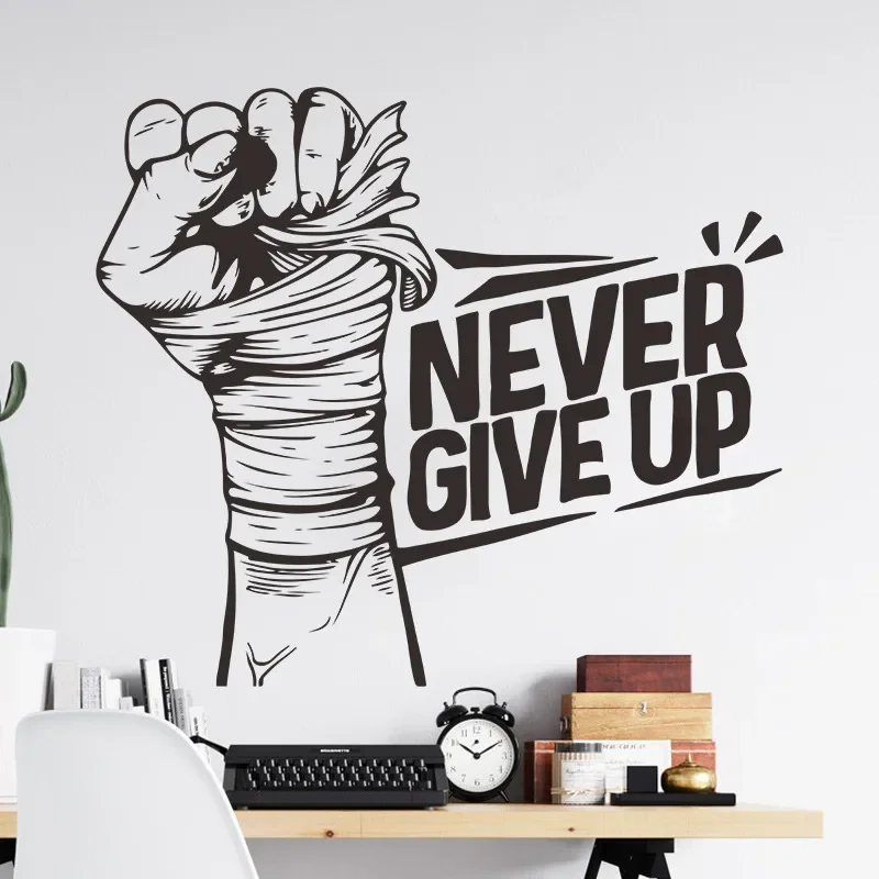 Never Give Up Wall Sticker Vinyl Quotes Phrase Teenager Student Bedroom Sport Gym Training Motivational Wall Art Decals