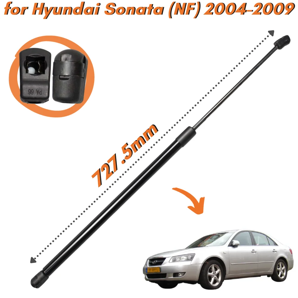 Qty(1) Hood Strut for Hyundai Sonata Sonica 5th (NF) 2004-2009 727.5MM Front Bonnet Gas Springs Shock Absorbers Lift Support