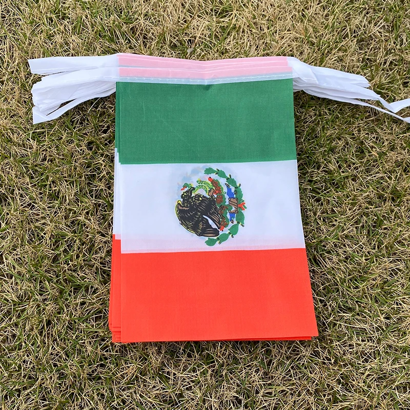 Aerlxemrbrae 20 Stks/partij Mexico Bunting Vlaggen 14X21Cm Wimpel Mexico String Banner Gorzen Festival Party Holiday