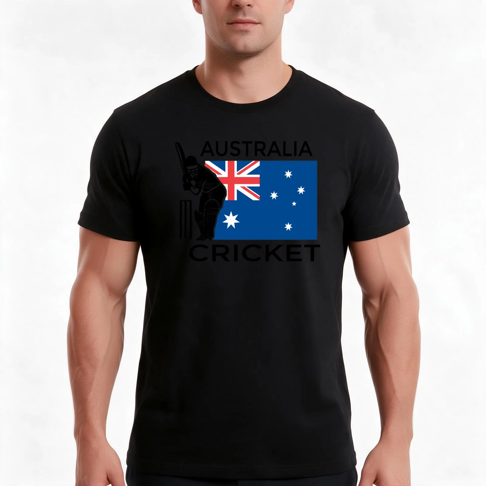 Australia Cricket T-Shirt, Summer Casual Cotton Tee, Oversized Streetwear Tops, Vintage Graphic Print, Loose Fit Short Sleeve