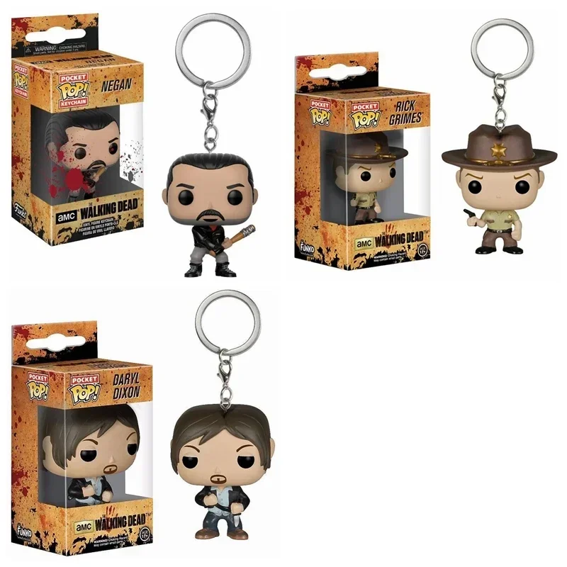 2025 Funko llaveros de bolsillo The Walking Dead Negan figuras de acción Rick Grime Daryl Dixon llaveros de juguete figura juguetes de regalo