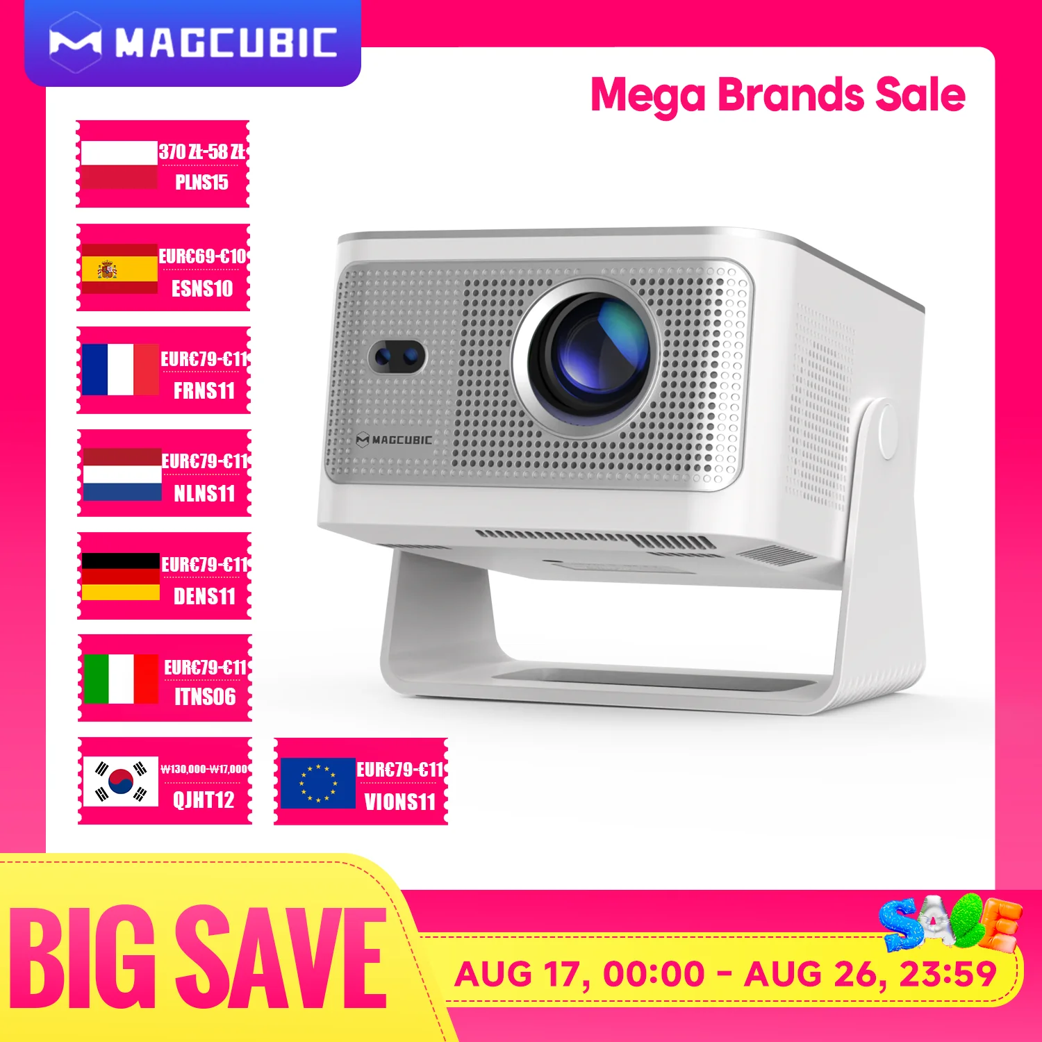 Magcubic Android14 Allwinner H726 900ANSI Autofokus Native1080P 8K HY350Max Projektor mit Wifi6 BT5.4 Tragbarer Outdoor-Filmprojektor