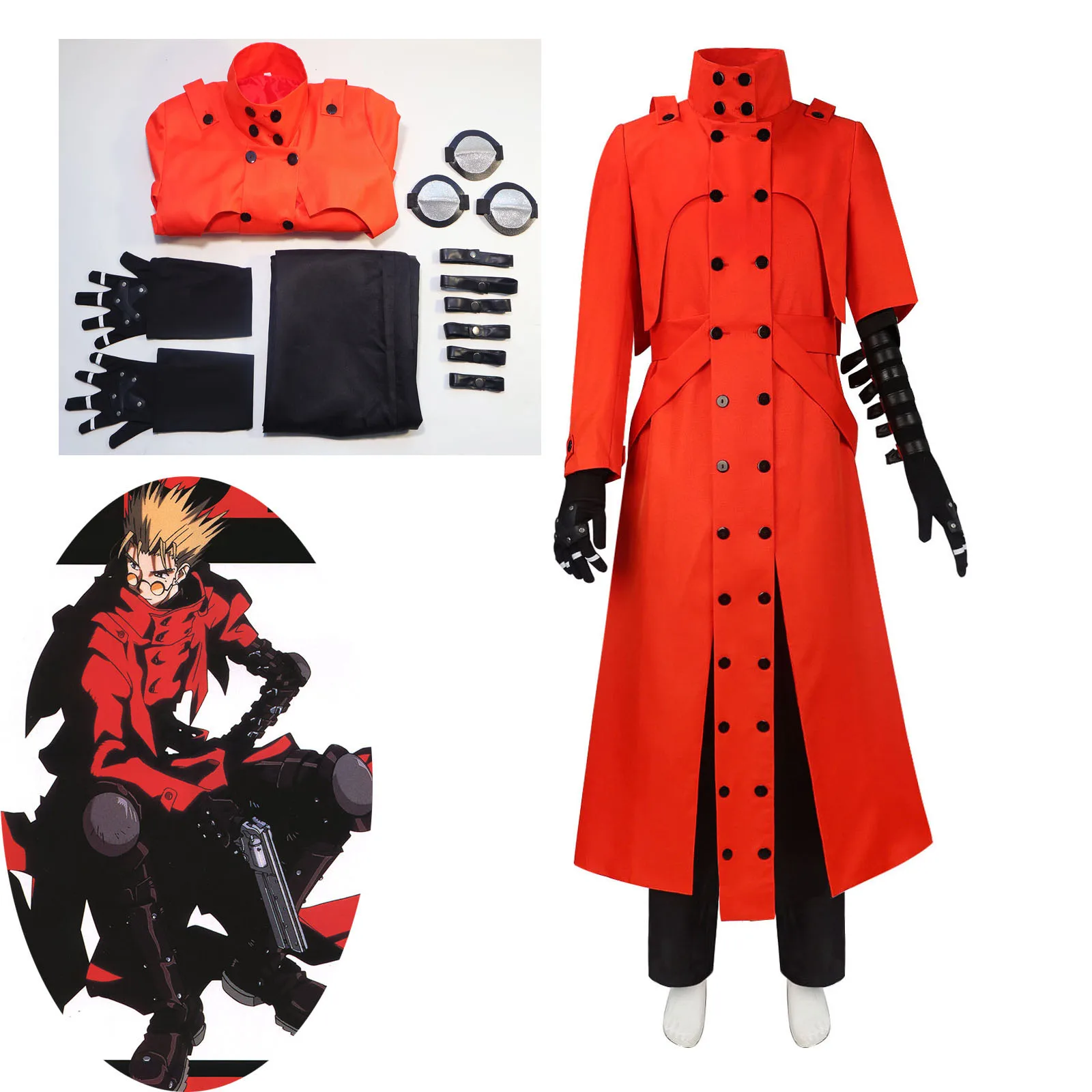 

Men Women Coat Uniform Jacket Pants Outfit Halloween Carnival Party Disguise Suit Anime Trigun Vash the Stampede Cosplay Costume