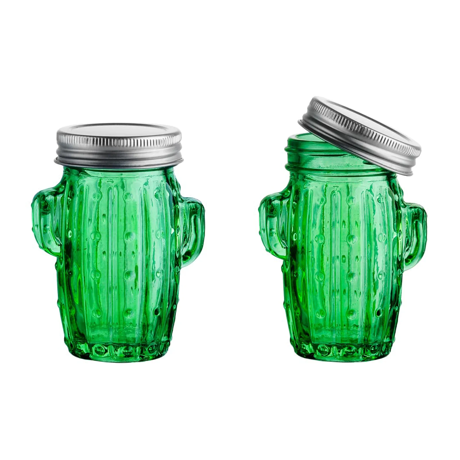 2pcs Cactus Glasses, 13oz Mason Jars Shot Glasses Cactus Shot Glasses, Cute Shot Glasses, Juice Cup, Suitable for Picnic Parties