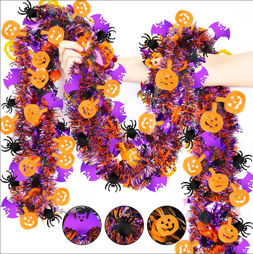 3 Stück Halloween-Party-Luftschlangen – verdickte Fledermaus-/Spinnen-/Kürbis-Dekoration, Hängegirlanden für Spukhaus, festliche Halloween-Deko – Detail 1