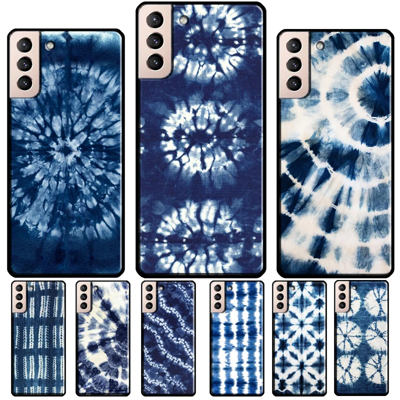 Shibori indigo Tie Dye Soft Case For Samsung Galaxy S21 S22 S23 Ultra Note 20 10 S8 S9 S10 Plus S20 FE Phone Cover