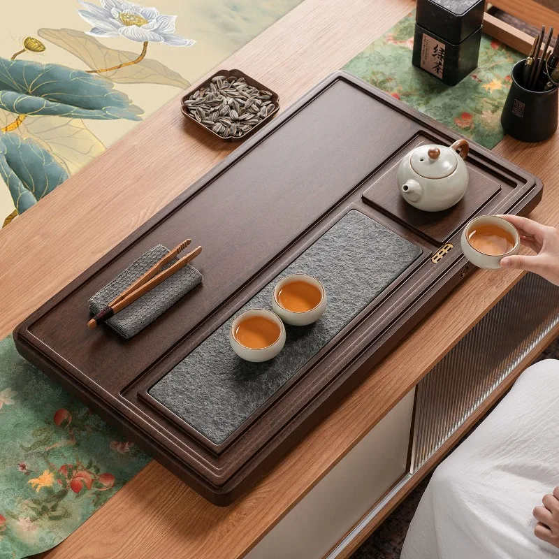 Luxury Office Tea Tray Wooden Drainage Valet Office Kitchen Chinese Long Rectangle Tea Tray Living Room Bandejas Home Products
