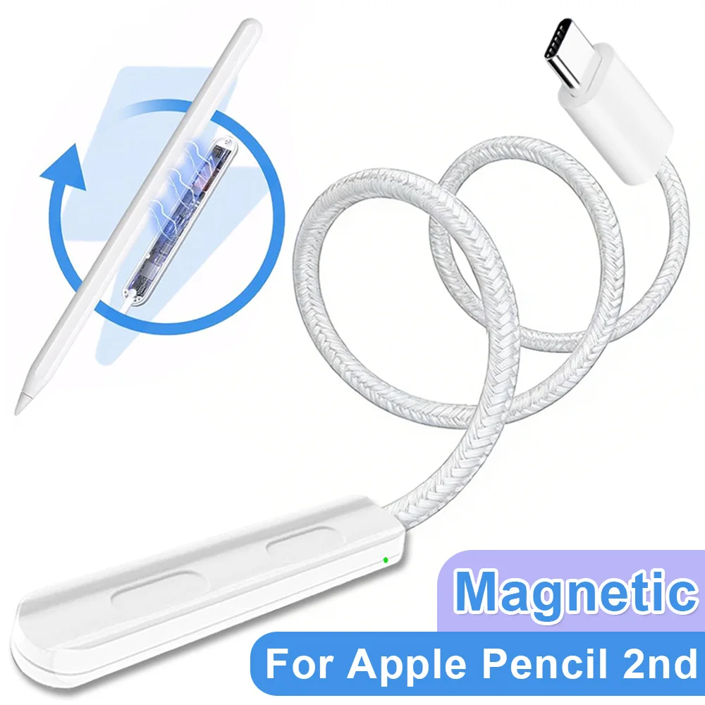 

For Apple Pencil 2nd Generations Wireless Charger For Magnetic Charging iPad Pencil Charger Nylon Braided Cord for Apple Pencil