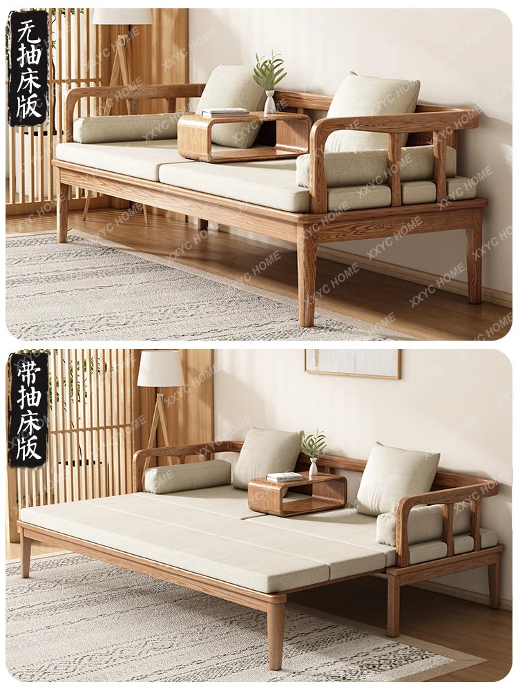 Retractable Bed Foldable Sofa Bed Narrow Dual-Use Push-Pull Solid Wood Arhat Bed