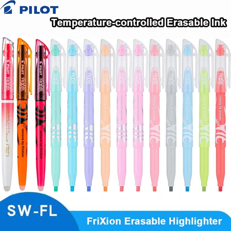 PILOT SW-FL FriXion Light Erasable Highlighter Reusable Temperature Controlled Colors Markers Pen Mildliner Aesthetic Stationery