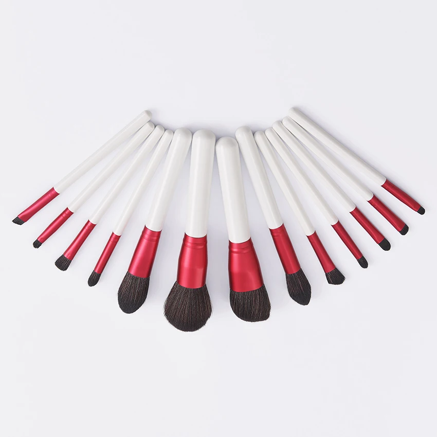 SAIANTTH – ensemble de pinceaux de maquillage, manche en bois blanc de haute qualité, Tube rouge, correcteur de fard à joues, eyeliner à sourcils, 13 pièces