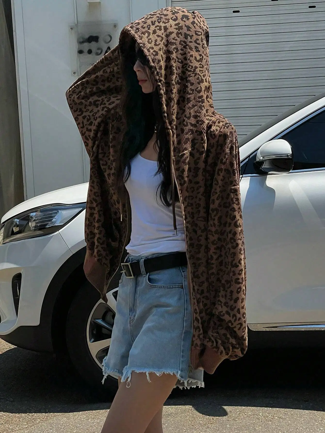 

Женская толстовка на молнии с капюшоном и леопардовым принтом, повседневная куртка с длинными рукавами, осенний уличный стиль