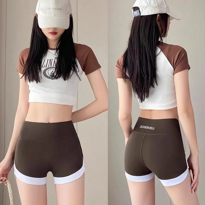 

Летние брюки с изображением акулы, тонкие контрастные шорты, леггинсы, защитные брюки с высокой талией, трехточечные, нежный, линия акулы