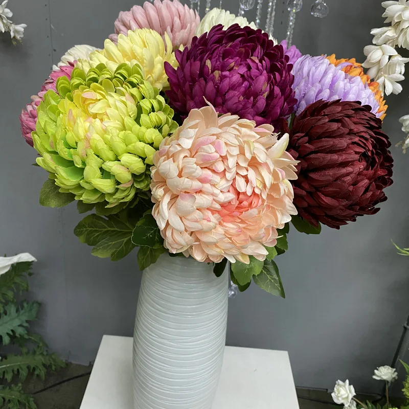 Einzelner Zweig Große Chrysantheme Künstliche Gänseblümchen Seidenblumen Heimdekoration Ornamente Wohnzimmerdekoration Hochzeitsblumenarrangement – Detail 3
