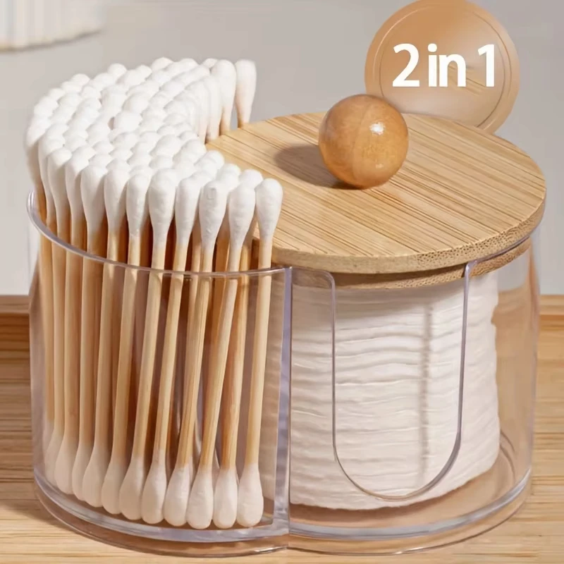 Halter mit zwei Fächern – transparenter Organizer für Wattestäbchen und Wattebällchen – transparenter Aufbewahrungsbehälter für Make-up im Badezimmer