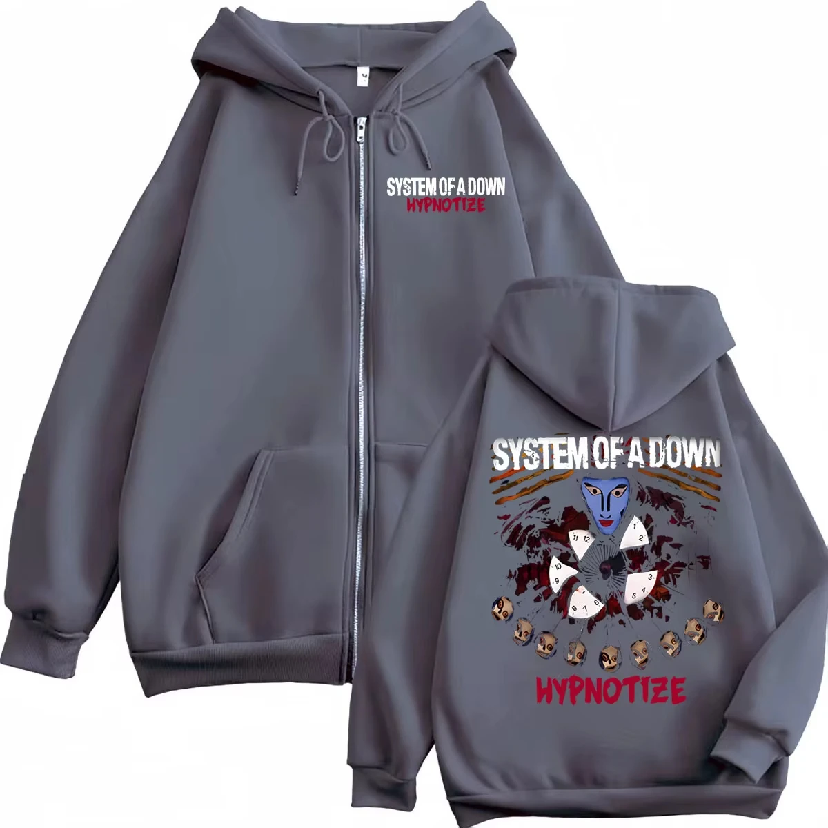 Rock Band System of A Down Hypnotize Graphic Zipper Hoodie Fashion Vintage Zip Up Pullovers Men Women Casual Fleece Sweatshirts