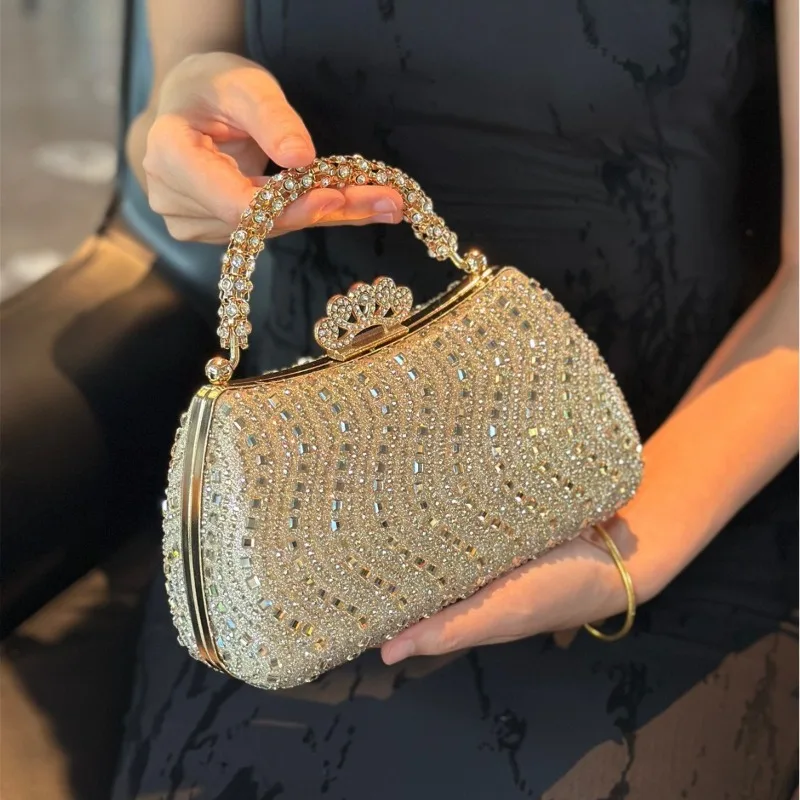 New Shiny Gorgeous Rhinestone Decorated Handbag Women's Fashion Temperament Elegant Luxury Handbag Dinner Bag Handbag Wedding