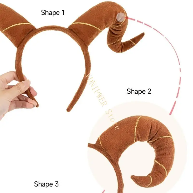 Demons Horn Bandbands Halloween Headswear Adjustable Hair Hoop Hairband D08E