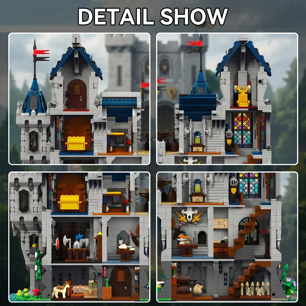 Medieval Lion Castle Modular Buildings Blocks European City Street View Architecture Brick Model Kit Adults DIY Gift 3967PCS - view 3