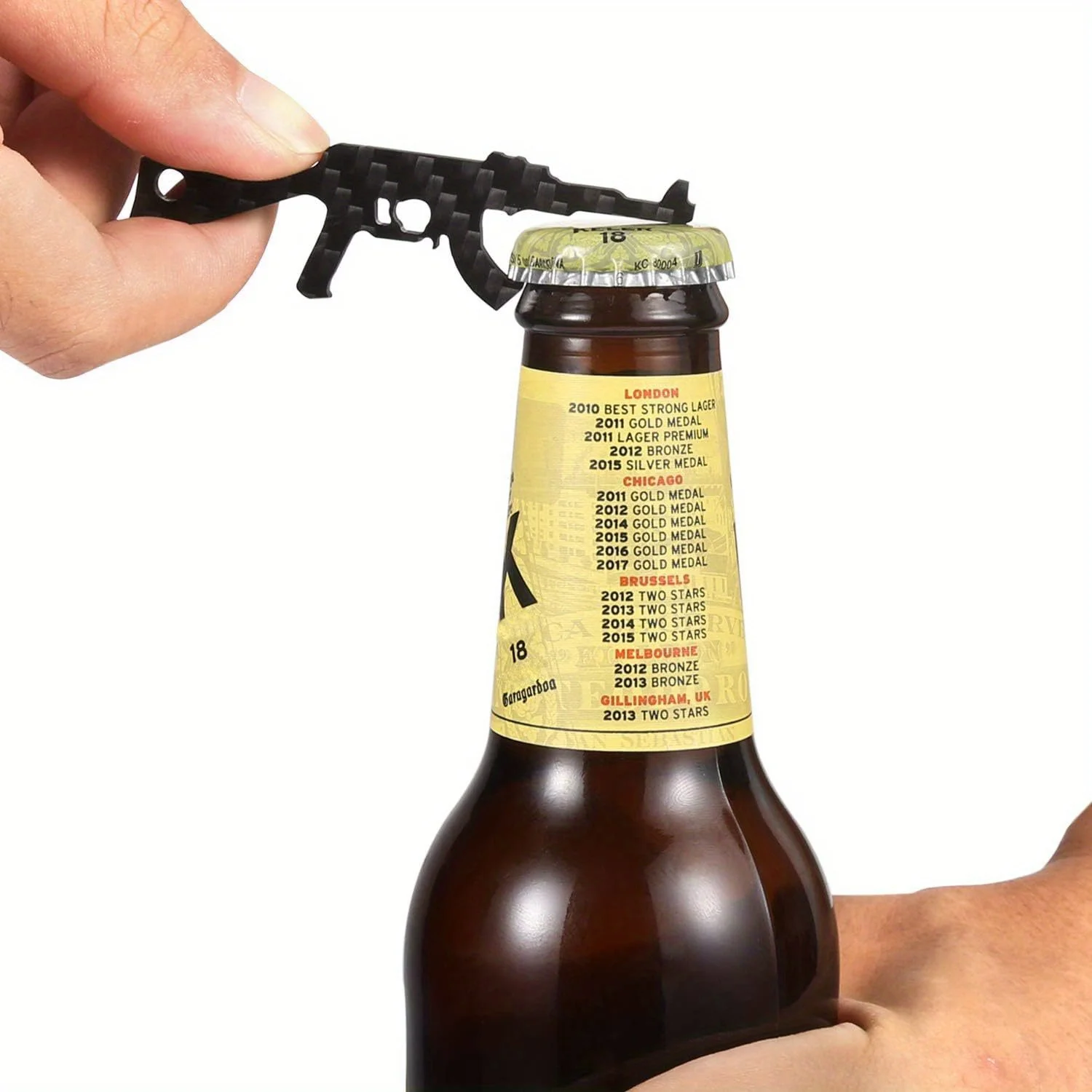 Carbon Fiber Bottle Opener (2-Pack) – Ultra-Lightweight,Multi-Functional Keychain Tool for Men;Portable Opener for Wine and Beer