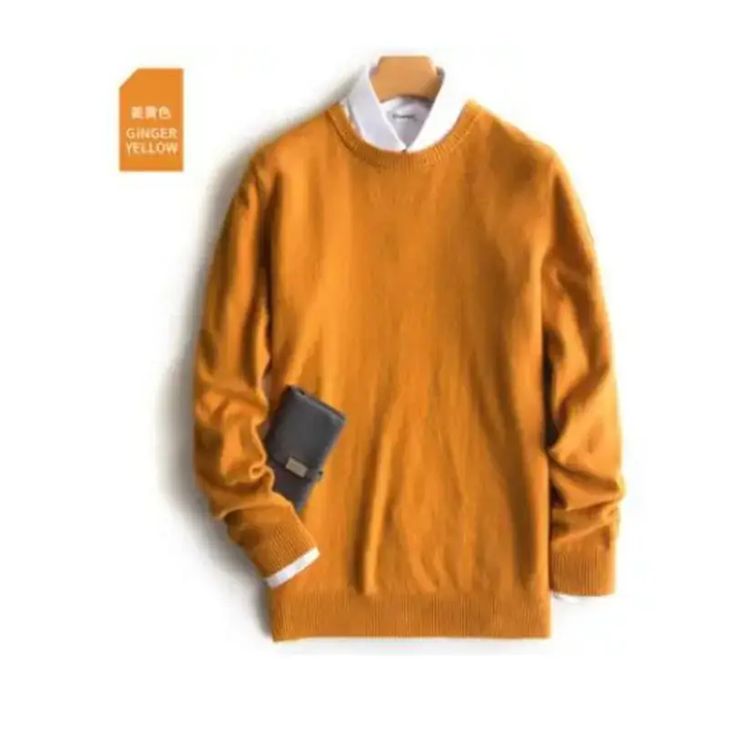 Cashmere Cotton Blend Pullover Men Sweater 2024 Autumn Winter Classic Solid Color Jersey Hombre Pull Homme Man Knitted Sweaters