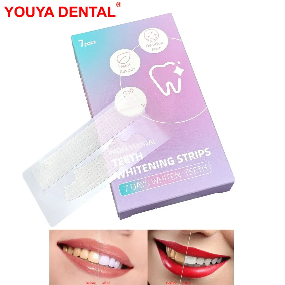 

7Pairs/box Teeth Whitening Strips Professional Dental Whitening Set Mint Fruit Flavor Teeth Brightening Strips 7 Treatments Kit