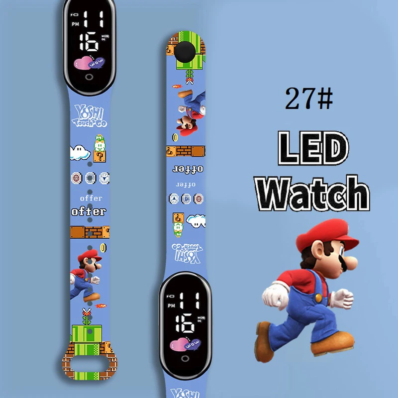 Mario Bros Kinderhorloges Actiefiguren Luigi Prinses Perzik Yoshi Bowser Kids Sport Polsband Waterdicht Digitaal Horloge