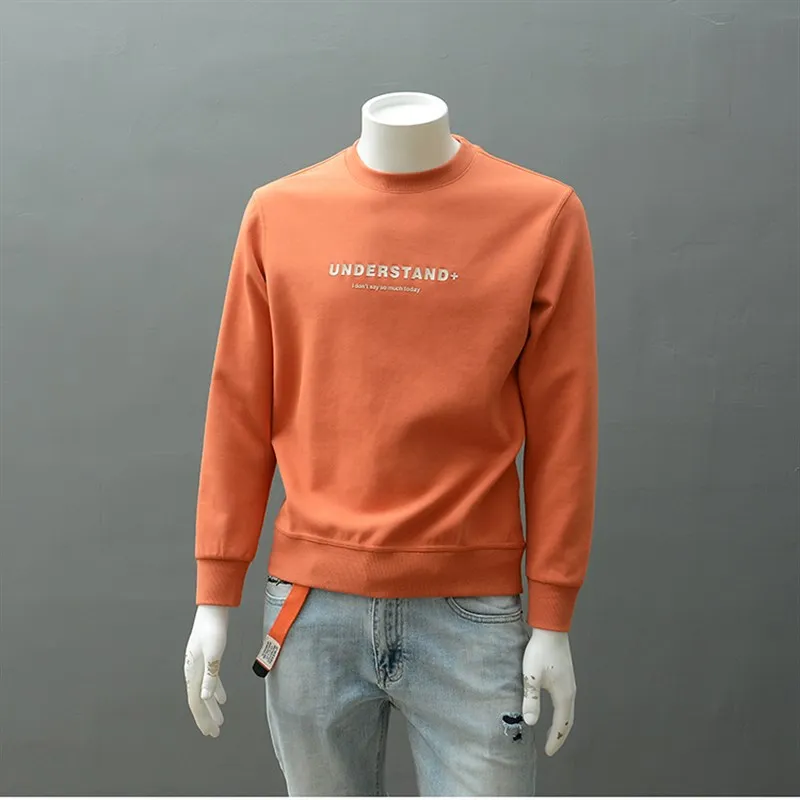 

Spring 2024 Men's round Ne Sweatirt Slim Fit Soft Rubber Print Overhead irt Trendy Comfortable Air Layer Casual Wear
