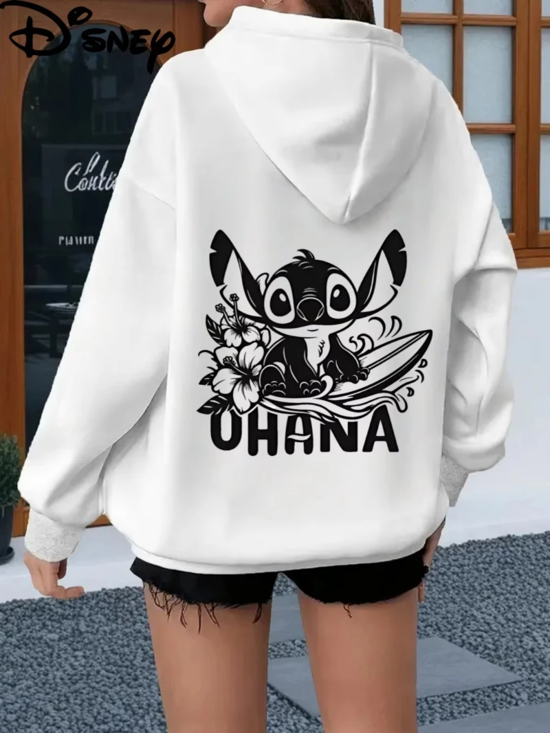 

Толстовки с героями мультфильмов Disney Stitch для мальчиков и девочек, детский семейный свитер с капюшоном, осень-зима, большой хлопковый топ большого размера для мужчин и женщин с длинными рукавами