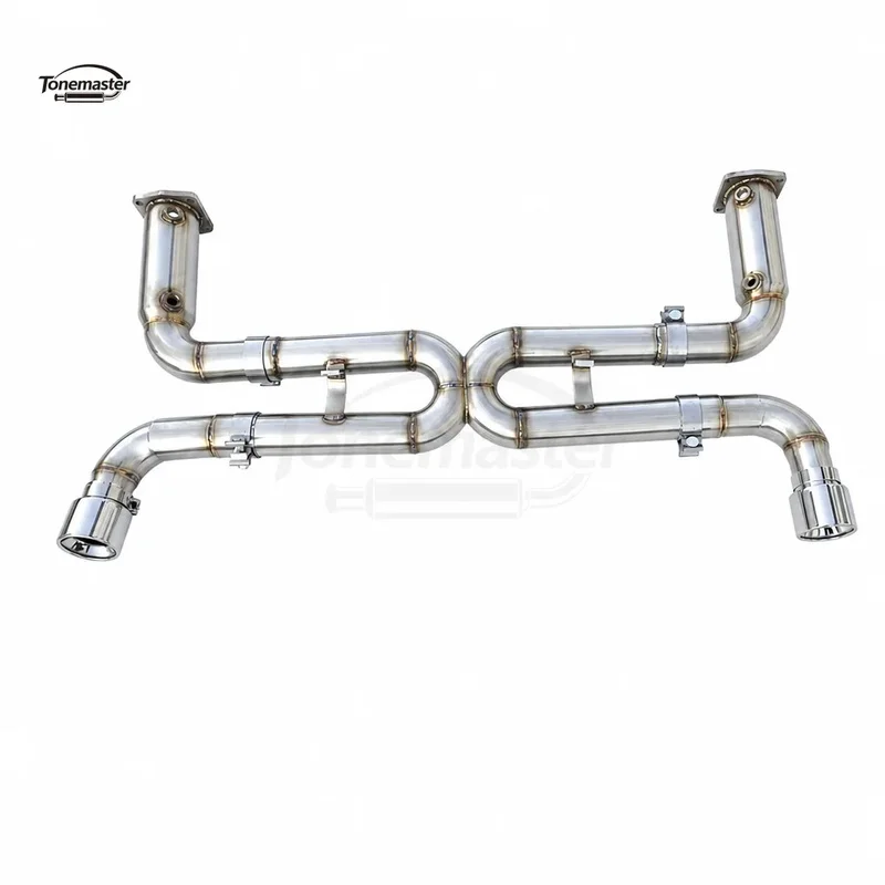 Stainless Steel Header Rear Muffler Porsche 911 997.2 Turbo 3.8T 2010-2013 Straight Flow Dual Exit Racing Sound Tuning Parts Kit