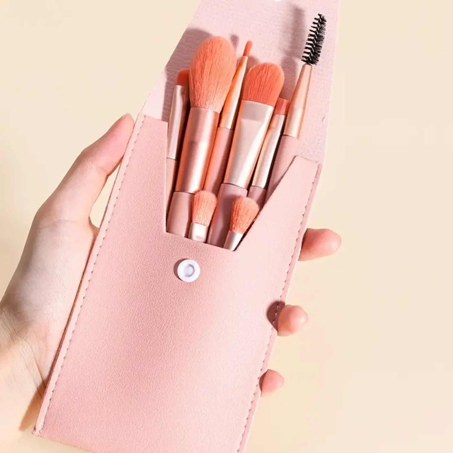 8-teiliges minimalistisches Make-up-Pinsel-Set mit Aufbewahrungstasche – ideale Reise-Schönheitswerkzeuge für Lidschatten, Eyeliner, Augenbrauen, Foundation, B