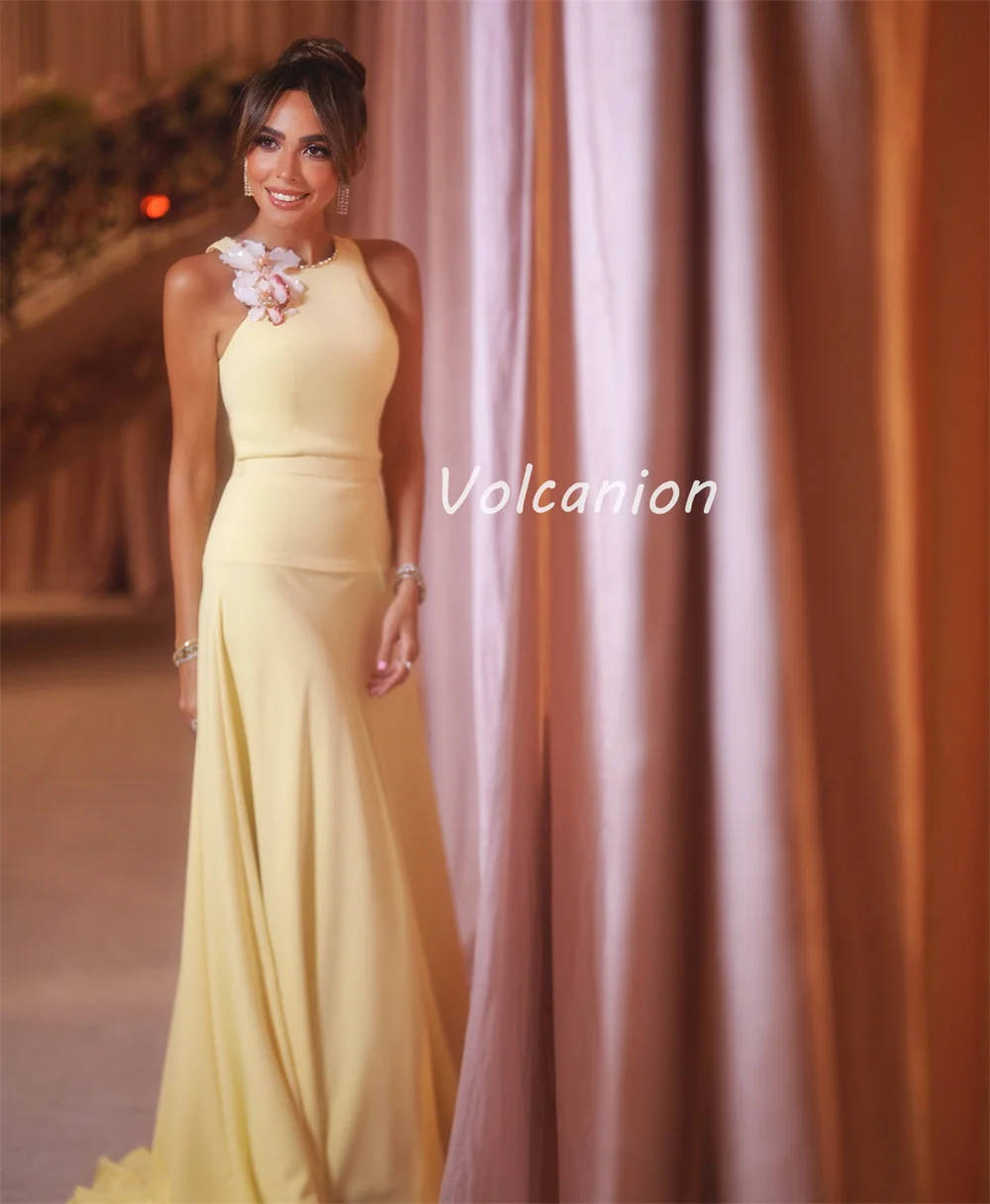 Personnalisé décontracté Pastrol en mousseline de soie à la main fleur strass perles droite encolure dégagée robes longues robes d'occasion sur mesure