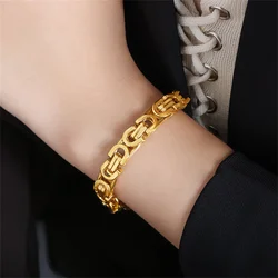 5 Style Men Bracelet 316L Stainless Steel Gold Silver Color Curb Cuban Link Chain Bracelet for Male Hiphop Trendy Jewelry Gift