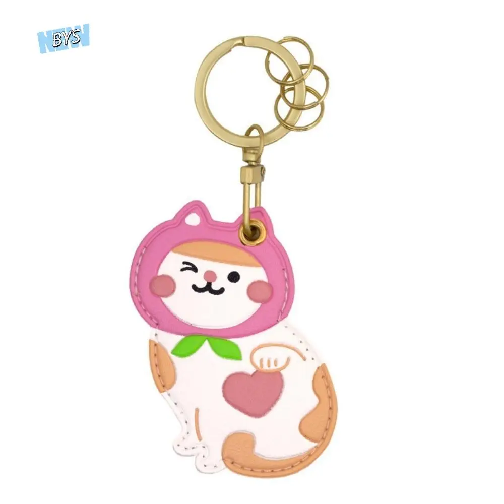 

Lovely Fruit Kitty Access Card Holder Maneki-neko Flower Fortune Cat Pendant Keyring Orange Protective Case