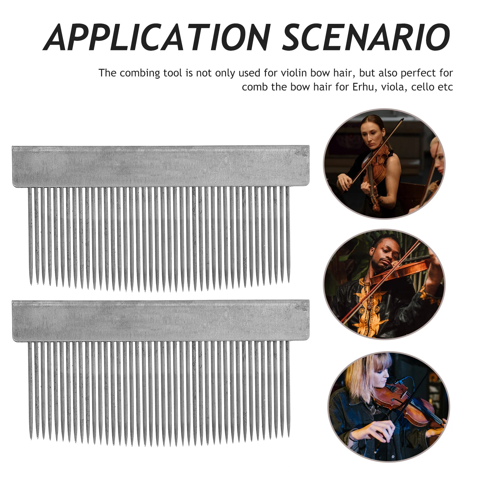 2 قطعة مشط الشعر القوس الكمان الحديد الموثوق به سهلة الاستخدام أداة التهيأ لمختلف أدوات سلسلة الكمان القوس مشط الشعر