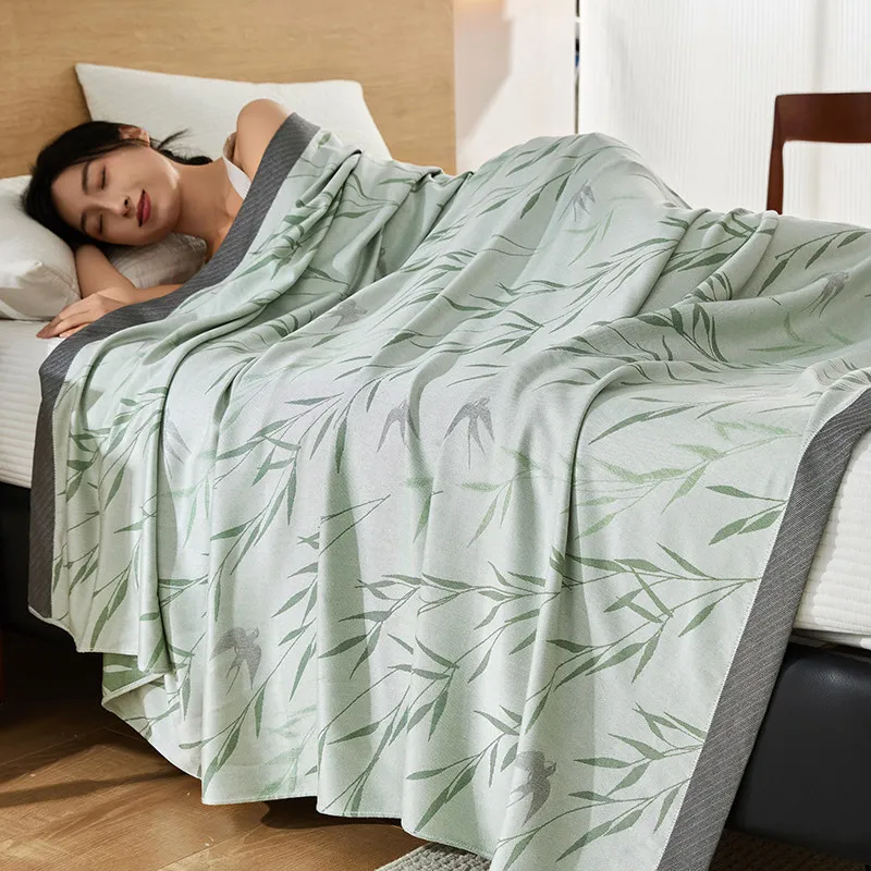 Cooling Blanket Bamboo Fiber Ice Silk Throw,Breathable Air Conditioning toweling coverlet,Soft Cool Quilt for Bed Couch Office