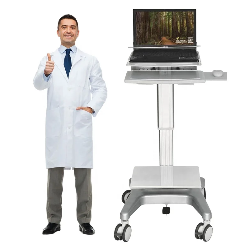 ABS Plastic+Aluminum Alloy Hospital Clinic Trolley Cart Medical Mobile Workstation For Hospital Office