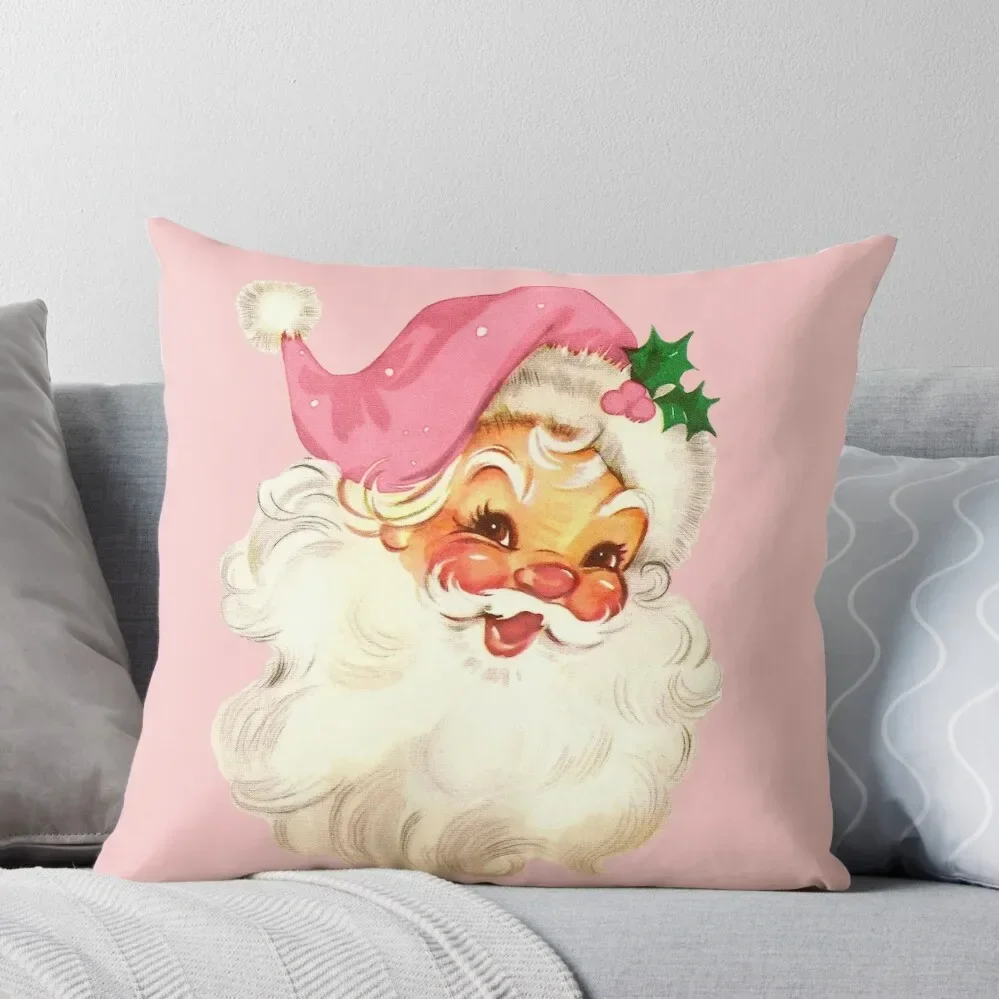 Retro Santa Claus Pink Throw Pillow Pillowcase Sofa Covers Cushion Cover Set Pillow