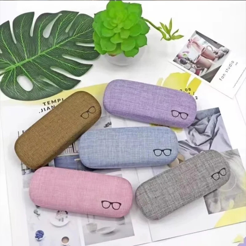 Fashion Glasses Case Hard Shell Linen Fabrics Eyewear Cases Cover Protective for Men Women Sunglasses Eyeglasses Glasses Box