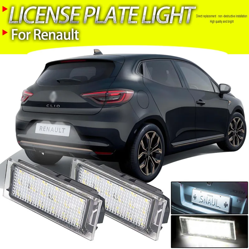 2Pcs Car LED License Number Plate Lights For Renault Vel Satis Clio 3 4 Espace 4 Twingo 2 Megane 2 3 Grandtour Laguna 2 3 Master