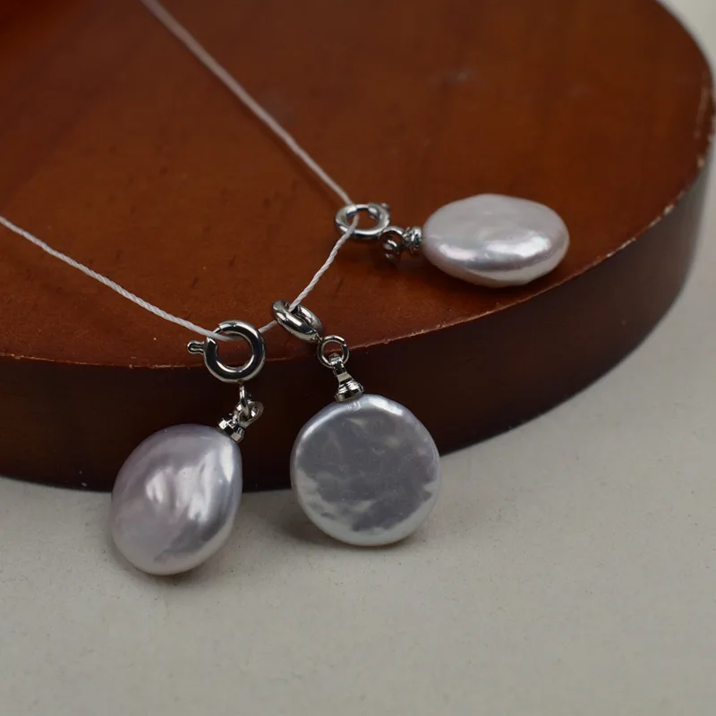 

5pcs 12mm Pearl Pendant Freshwater Baroque Necklace Pendant Spring Clasp Accessory for Making DIY Ear Ring Small Pendant Gift