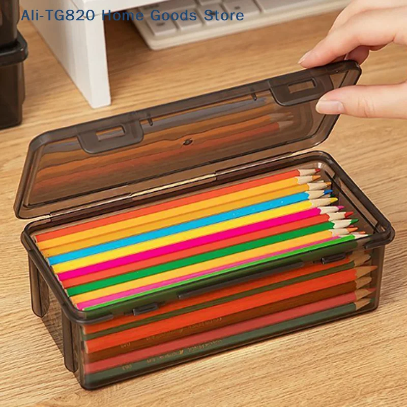 [TG820]Transparent Pencil Case Box Large-capacity Stackable Storage Box Office School Pencil Case Supplies Pencil Storage