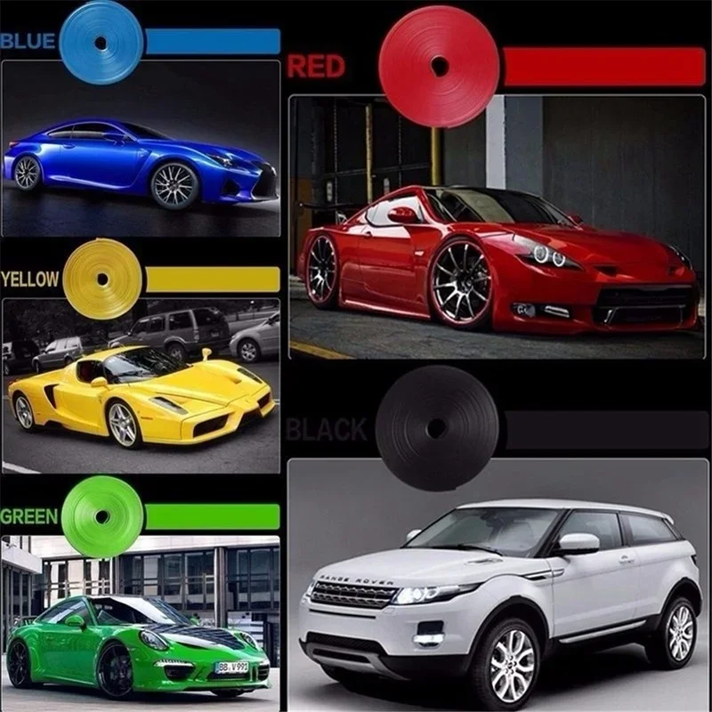 8M Roll Rim Blades Car Vehicle Color Wheel Rims Protectors Decor Strip Tire Guard Line Rubber Mounding Trim Tire Guard Line