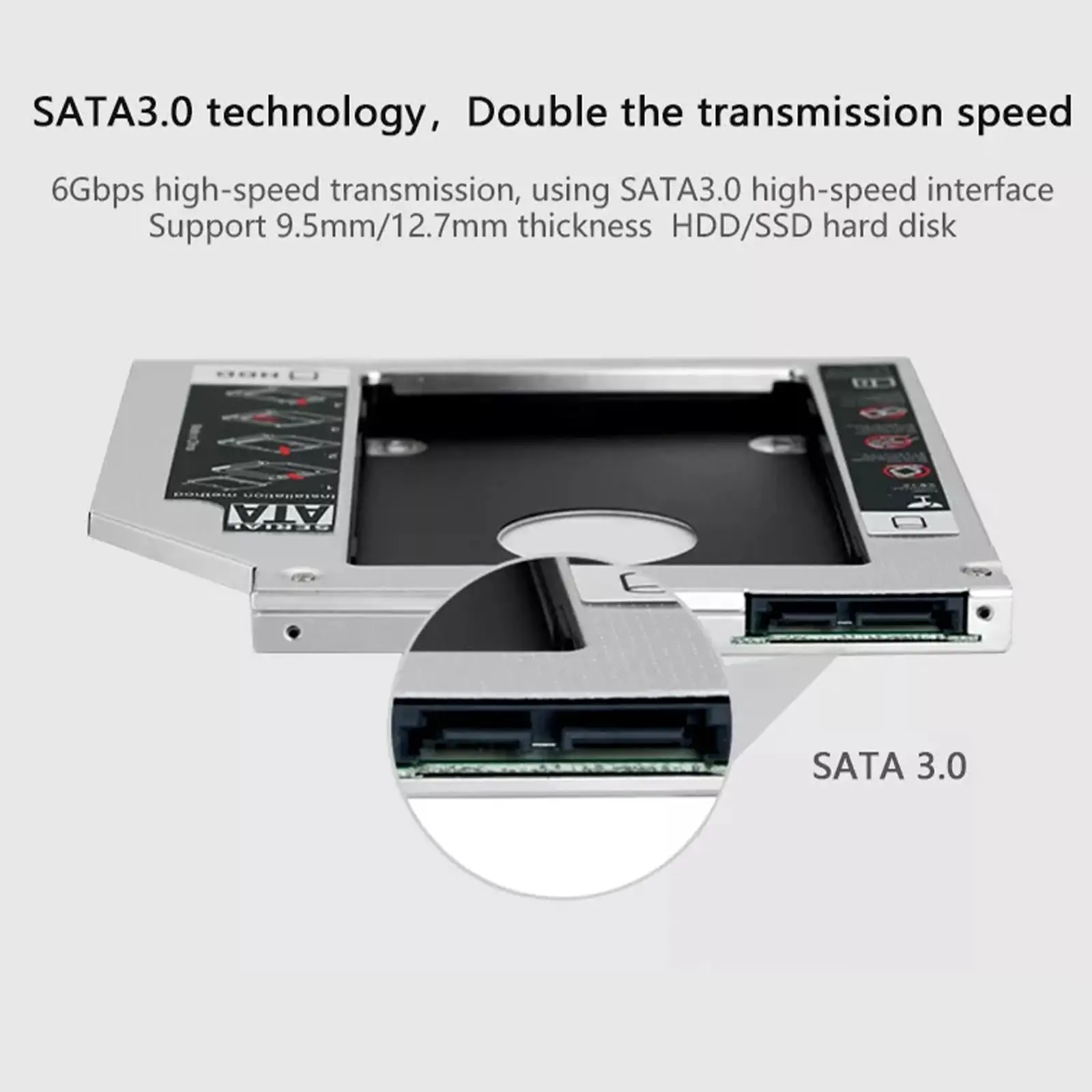 9.0 9.5 12.7mm HDD 캐디 SATA3 올 알루미늄 노트북 광학 디스크 드라이브, 2.5 인치 기계식 SSD SSD 캐리어 브래킷