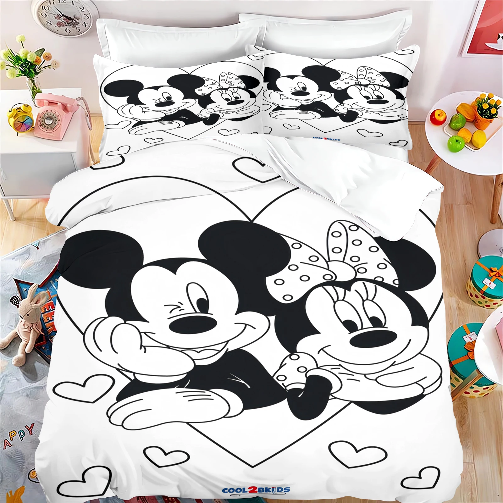 TureMouse-Parure de lit 100% polyester Disney pour enfants, housse de couette, King Size, Twin, 202 lon