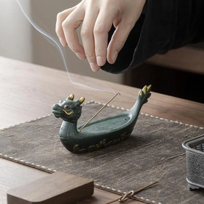 Dragon Boat Festival Zongzi Ceramic Aroma Burner Stick Incense Holder Traditioanl Fragrance Censer Home Decor