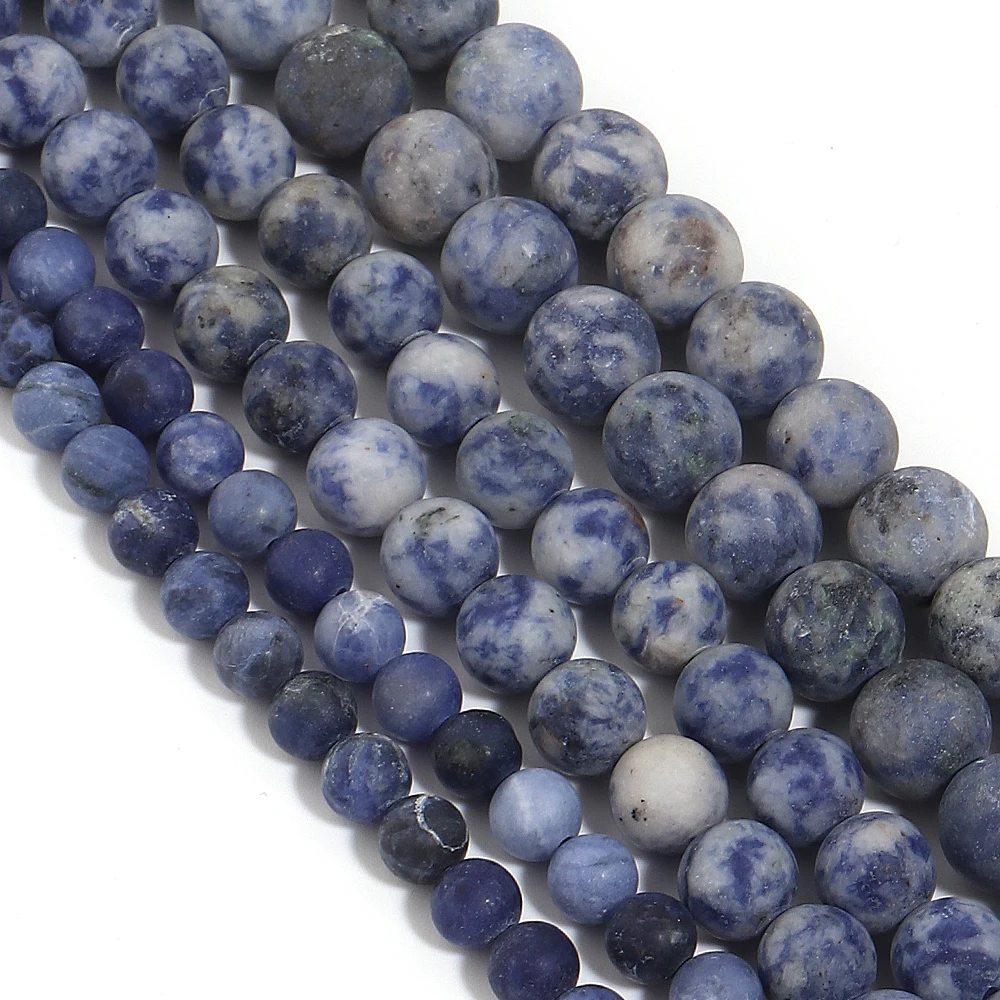 1strand/lot 6/8/10mm Matte Blue Spot Natural Stone Beads Round Loose Spacer Bead For Jewelry Making DIY Necklace Bracelet
