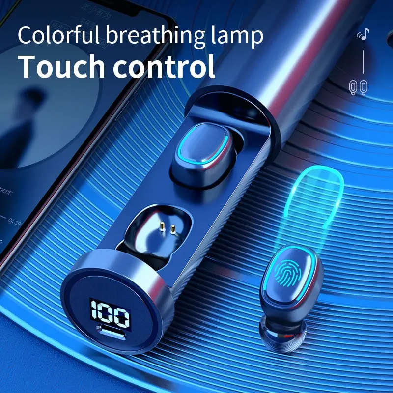 C1-1 Bluetooth Earphone Outdoor Sports Wireless Headset 5.2 With Charging Bin Power Display Touch Control Headphone Earbuds image 3