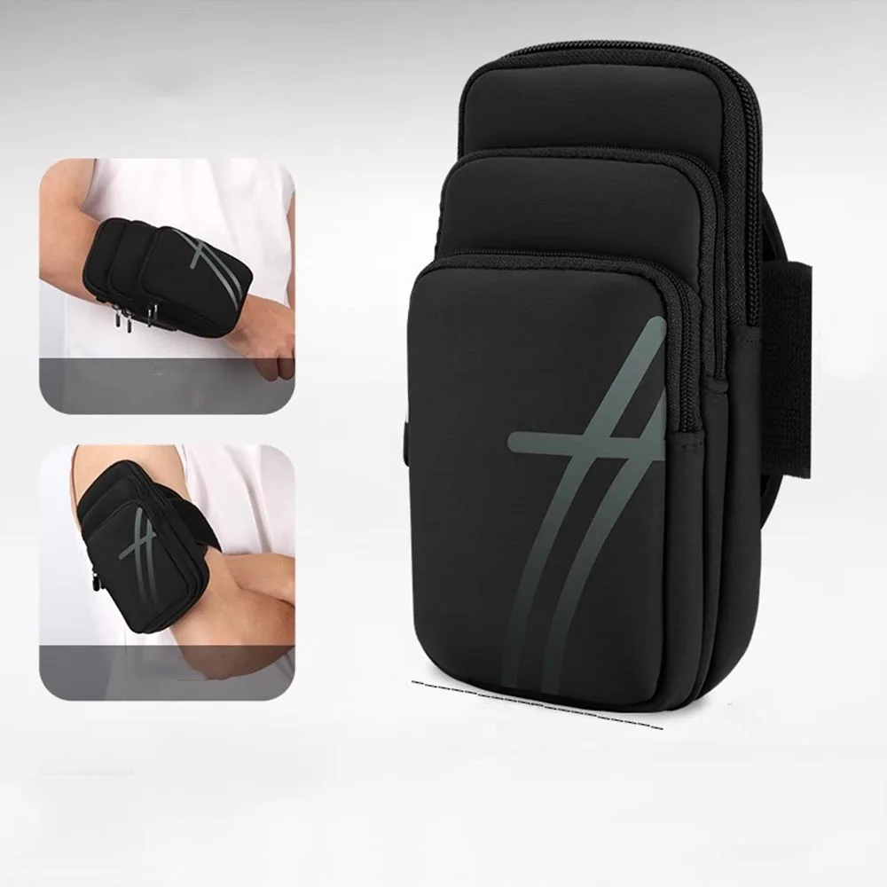 

3-в-1 карманы светоотражающий дышащий водостойкий противоскользящий спортивный браслет держатель для телефона 6,9 дюйма подходит для бега, ходьбы в тренажерном зале