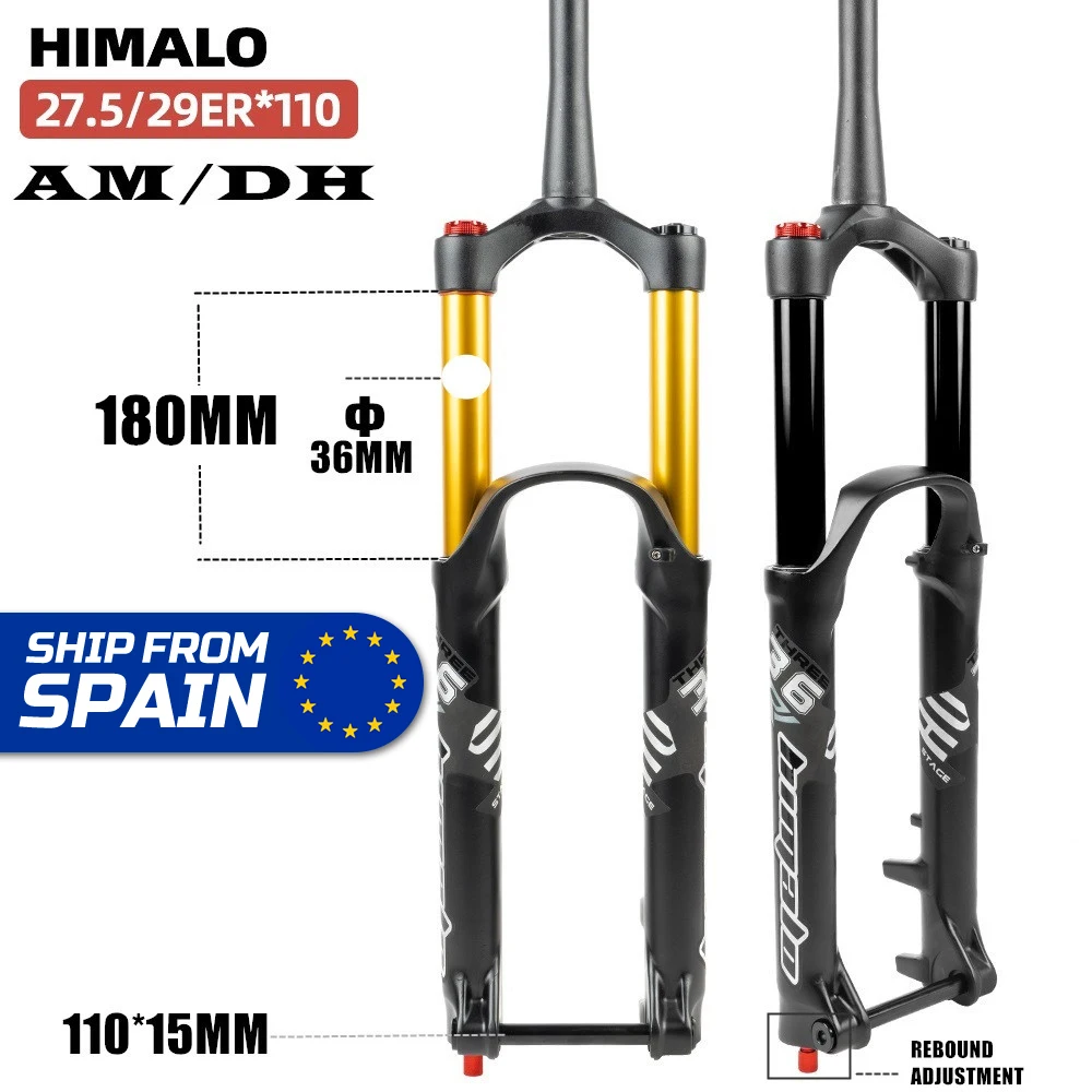 2023 Suspension fork DH AM downhill straight shaft power assist 110MM * 15MM travel 180MM mountain bike Mountain bike air fork